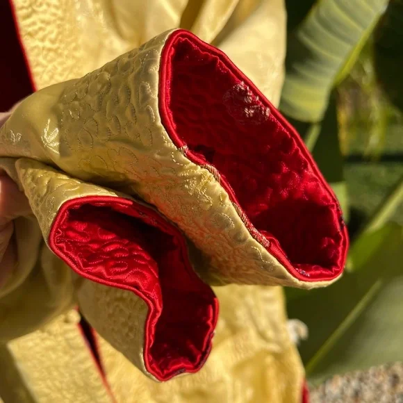 Jacquard Chinese Mandarin Collar Quilted Coat Pockets Reversible Jacket Silk - Picture 2 of 10